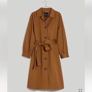 NWOT! Madewell Montrose Belted Trench Coat with Bubble Sleeves - Brown